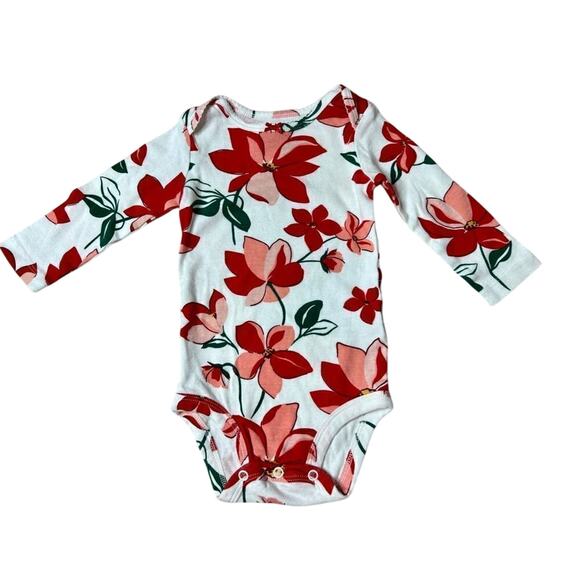 Just One You by Carter's Poinsettia Bodysuit One Piece 9 months Whimsical Floral - Picture 1 of 8